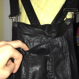 Forever21 Black Pleather Skort Overalls